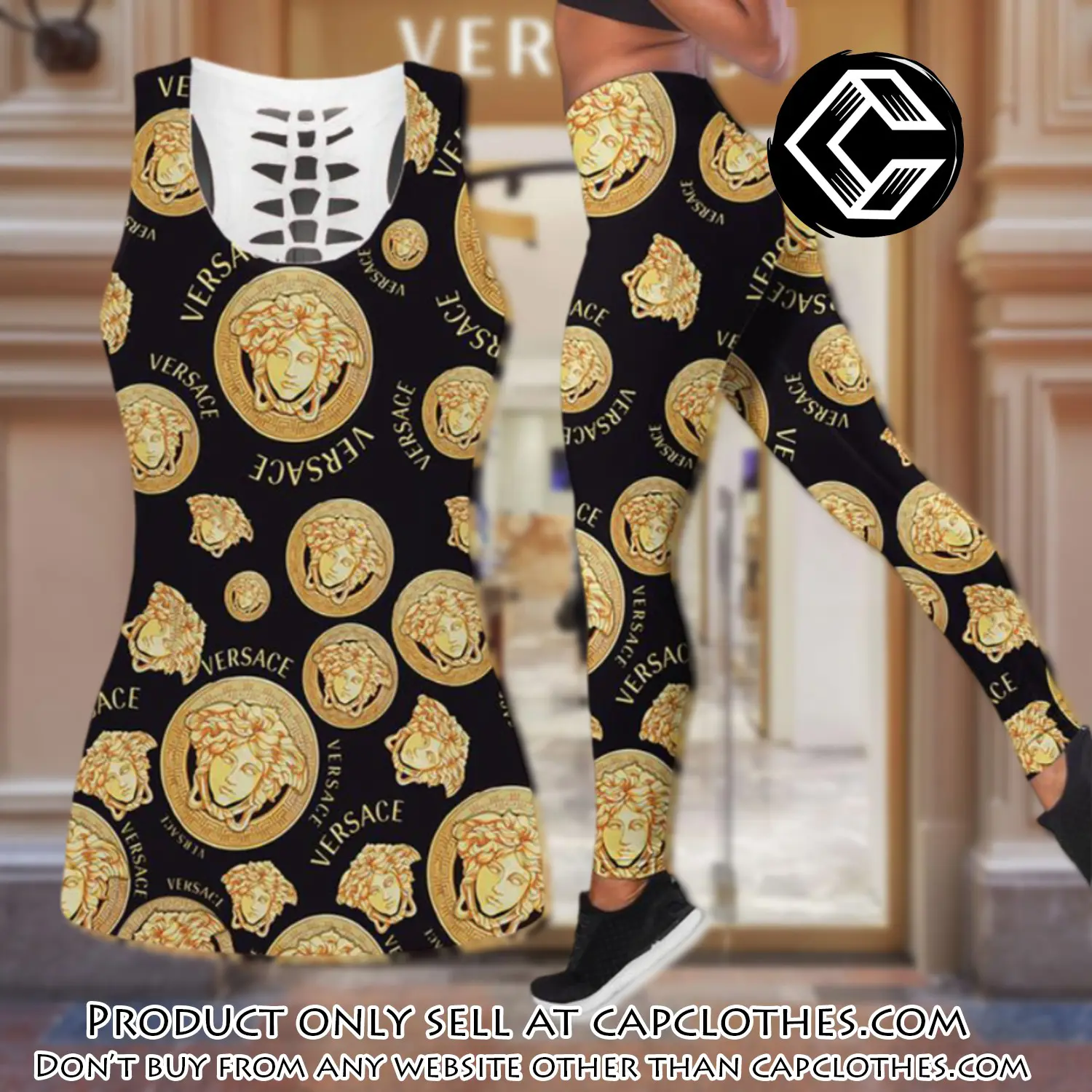 Gianni versace tank top leggings set luxury brand for women yoga gym cc5653285